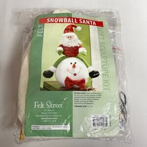 Herrschners Felt Street Snowball Santa Soft Sculpture Sewing Kit OPEN COMPLETE